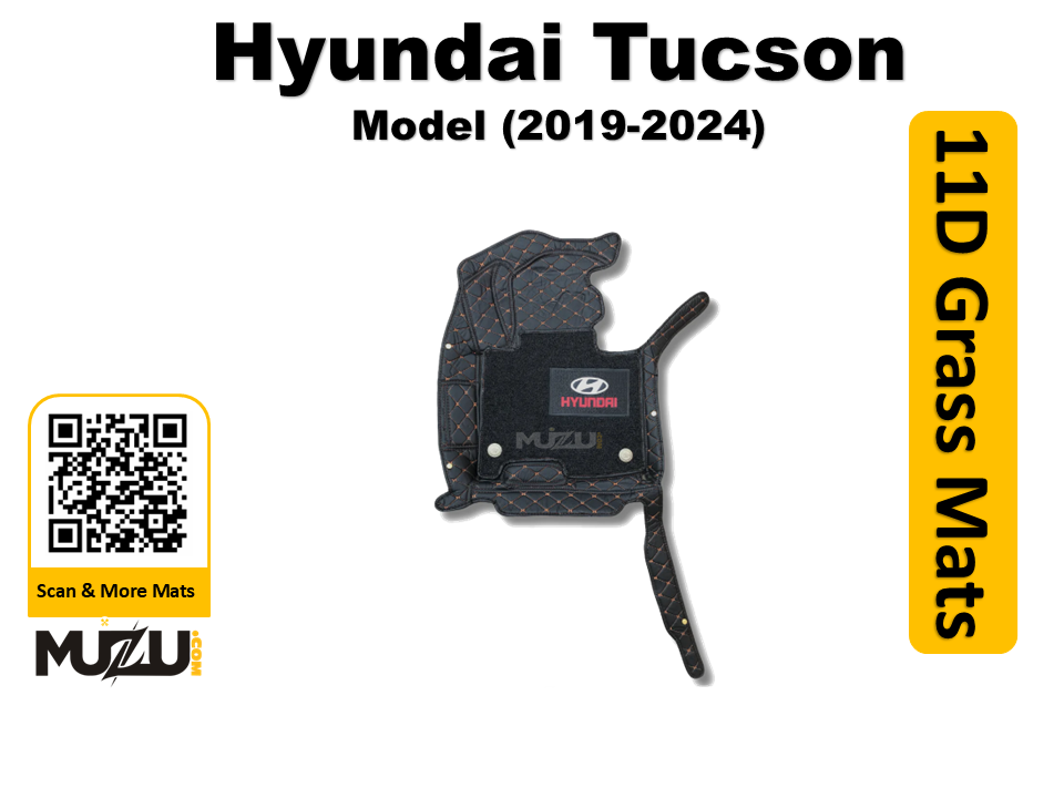 Hyundai Tucson 11D Floor Mats – Mix Thread Black with Black Grass (2019–2024)