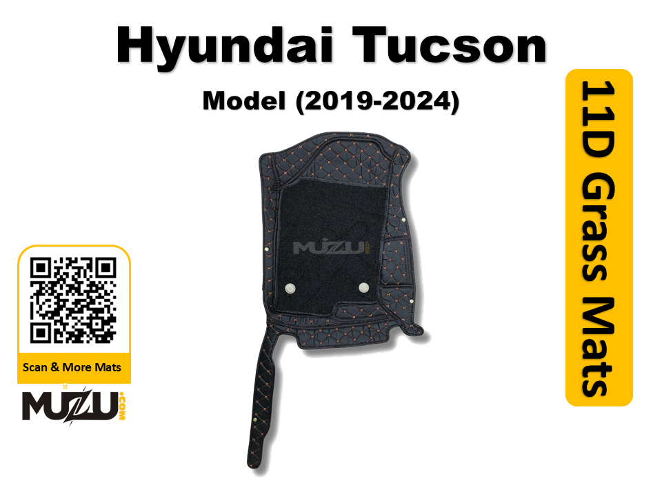 Hyundai Tucson 11D Floor Mats – Mix Thread Black with Black Grass (2019–2024)