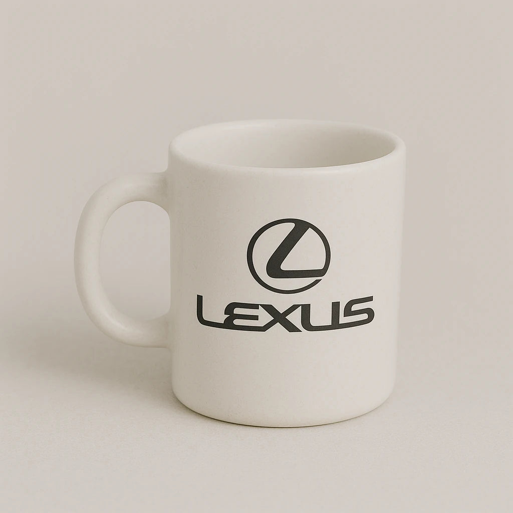 Lexus Logo Mug – Elegant White Ceramic Coffee Cup for Luxury Car Fans