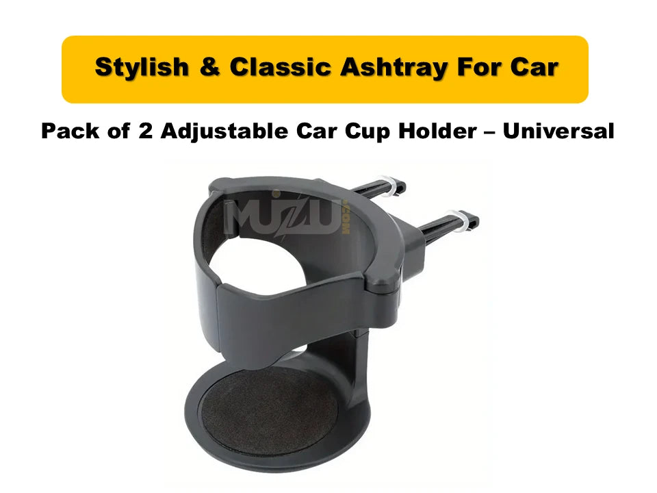 Pack of 2 Adjustable Car Cup Holders – Universal AC Vent Clip with Swivel Base