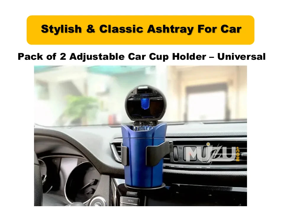 Pack of 2 Adjustable Car Cup Holders – Universal AC Vent Clip with Swivel Base