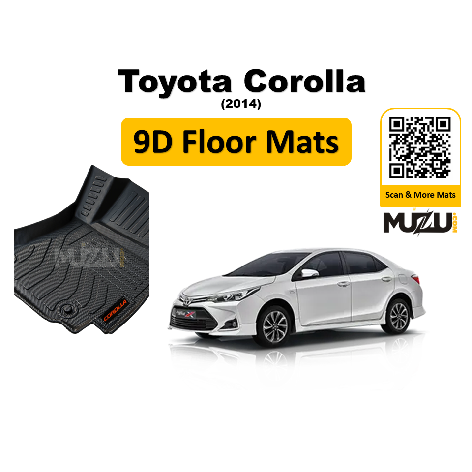 Plastic 9D Car Mats – Toyota Corolla (2014–Present) Full Coverage