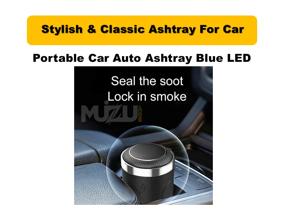 Portable Car Auto Ashtray with Blue LED Light β Compact & Stylish