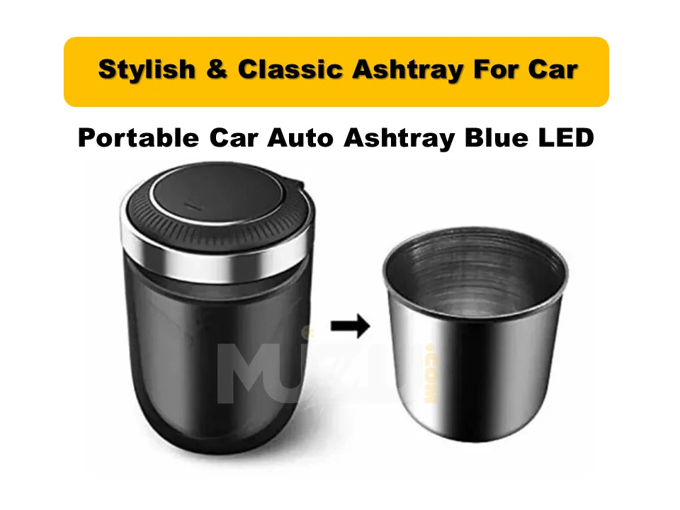 Portable Car Auto Ashtray with Blue LED Light β Compact & Stylish