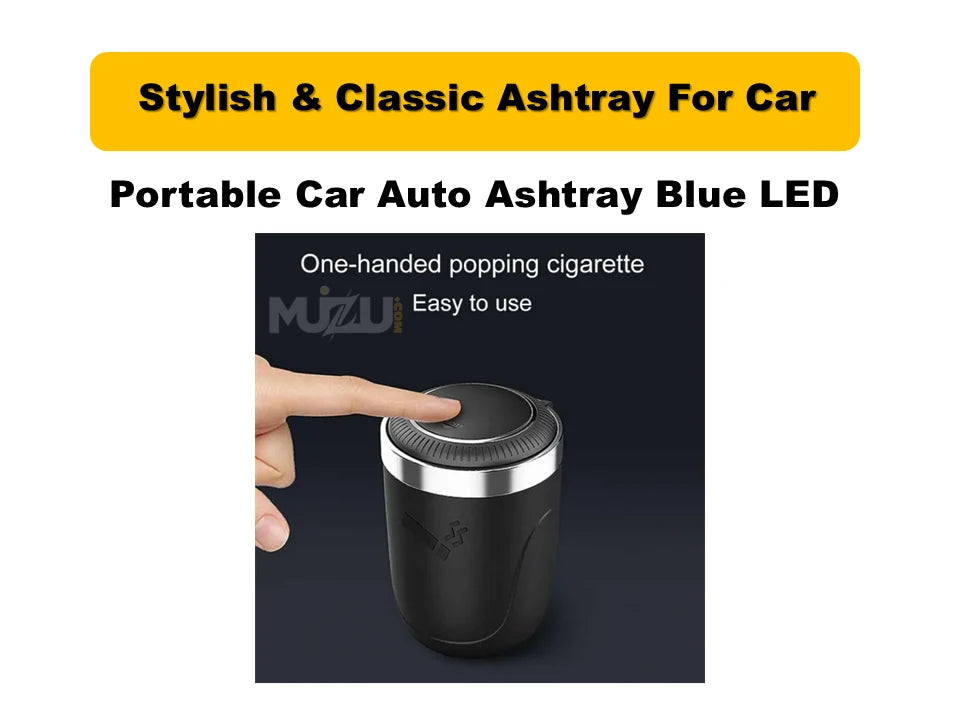 Portable Car Auto Ashtray with Blue LED Light β Compact & Stylish