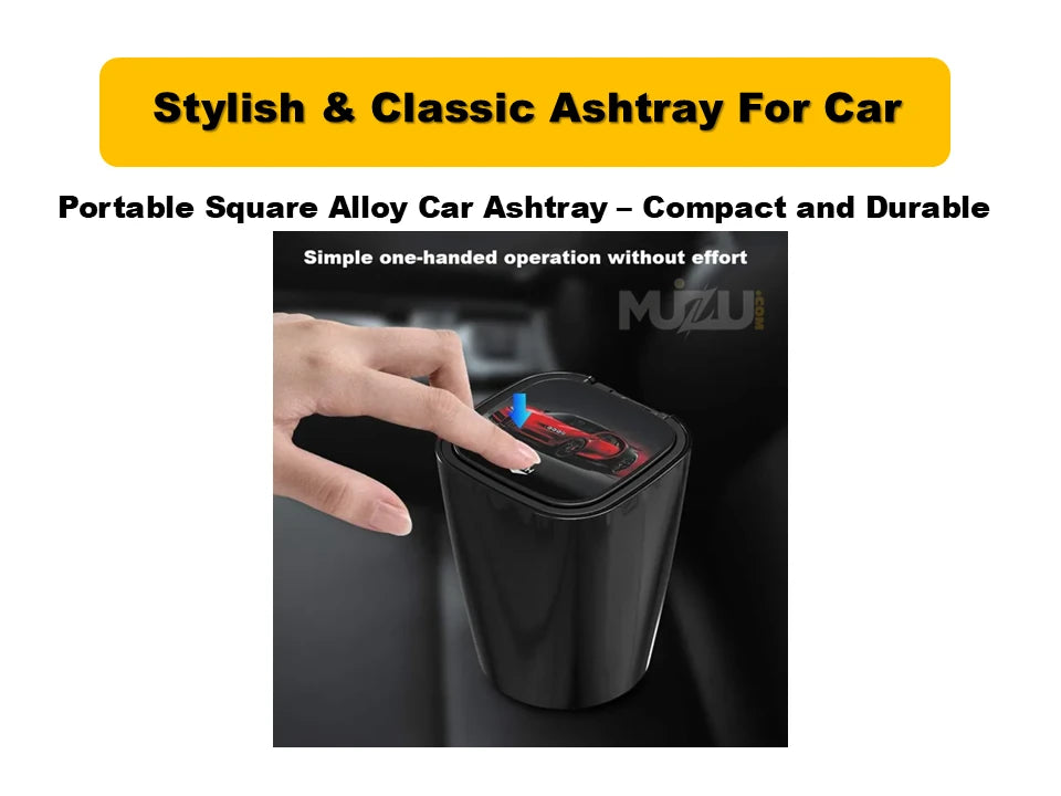Portable Square Alloy Car Ashtray โ Compact, Durable & Stylish