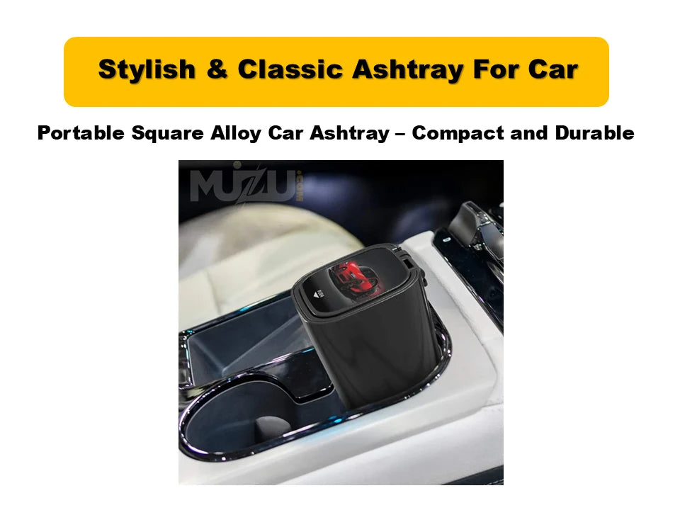 Portable Square Alloy Car Ashtray โ Compact, Durable & Stylish