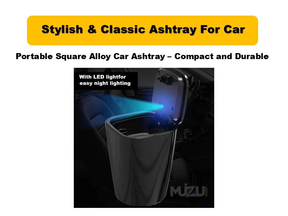 Portable Square Alloy Car Ashtray โ Compact, Durable & Stylish