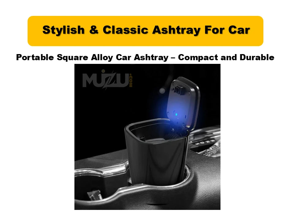 Portable Square Alloy Car Ashtray โ Compact, Durable & Stylish