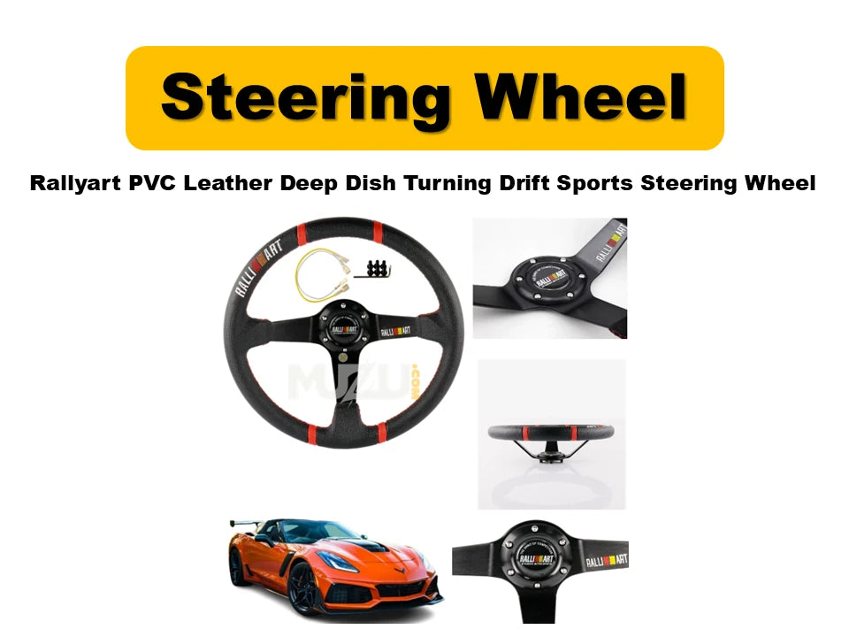 Rallyart PVC Leather Deep Dish Steering Wheel – Drift & Sports Performance