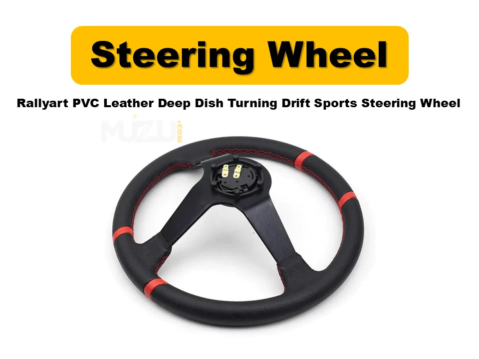 Rallyart PVC Leather Deep Dish Steering Wheel – Drift & Sports Performance| COD Available | Fast Delivery