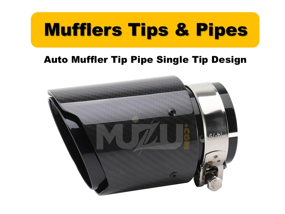 Single Tip Carbon Fiber Exhaust Muffler Tip – Stainless Steel & Full Carbon, 2.5” Inlet 3.5” Outlet, Universal Fit