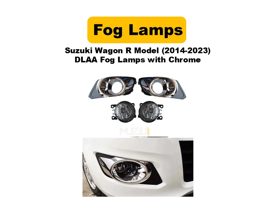 Suzuki Wagon R 2014–2023 DLAA Fog Lamps with Chrome Covers – OEM Style Front Fog Lights (Pair)