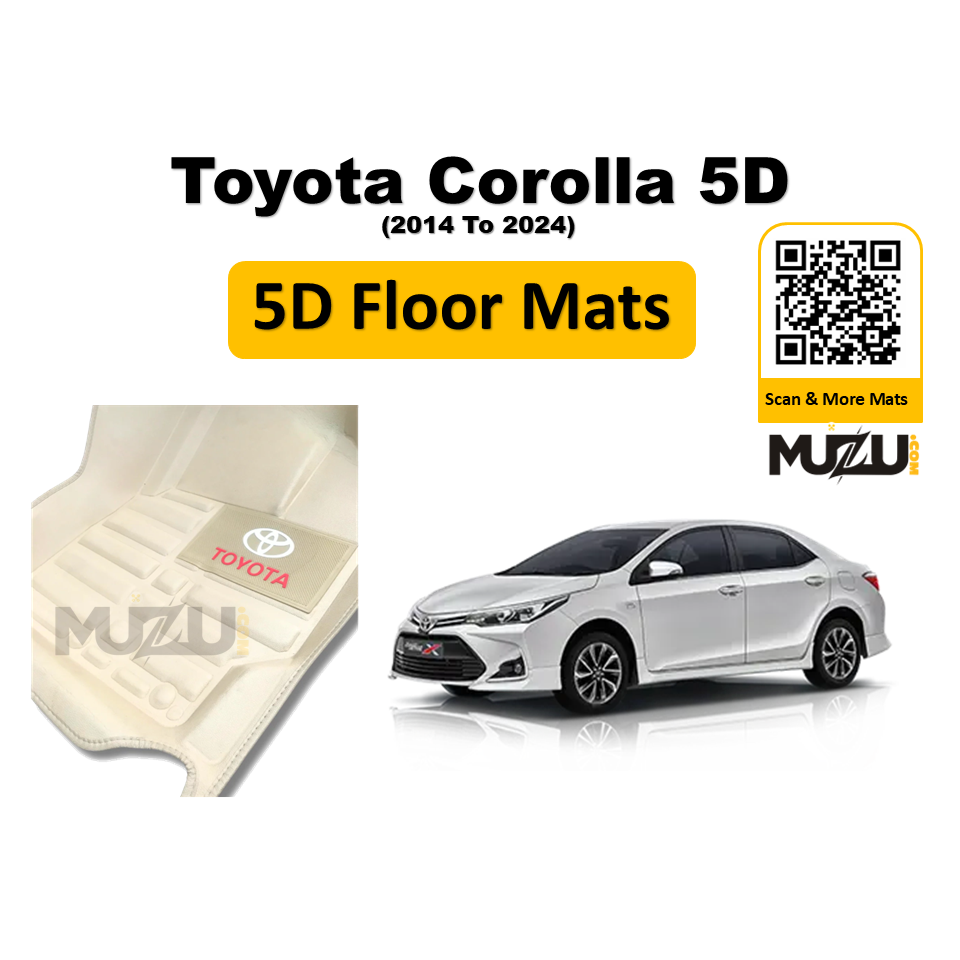 Toyota Corolla 5D Car Floor Mats (2009–2013) – Beige Custom Luxury Mats