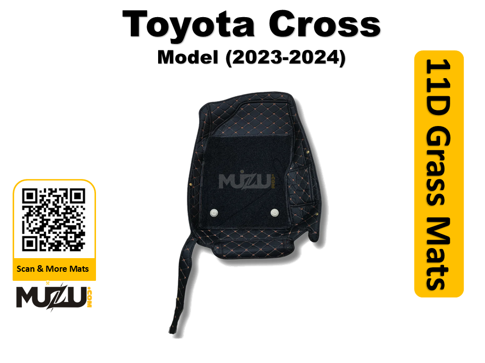 Toyota Corolla Cross 11D Floor Mats (2023–2024) – Mix Thread Black with Black Grass