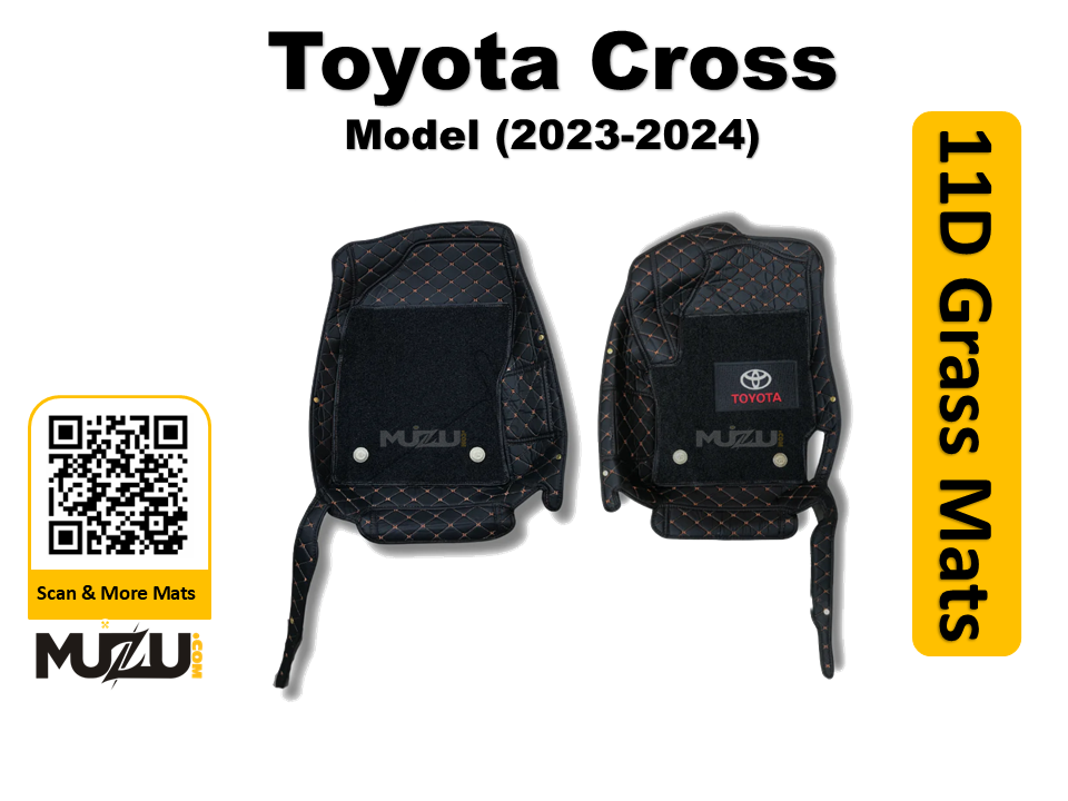 Toyota Corolla Cross 11D Floor Mats (2023–2024) – Mix Thread Black with Black Grass