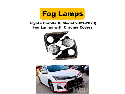 Toyota Corolla X 2021–2023 Fog Lamps with Chrome Covers – OEM Style Front Fog Lights (Pair)