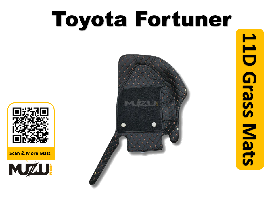 Toyota Fortuner 11D Floor Mats (2017–2024) – Mix Thread Black with Black Grass