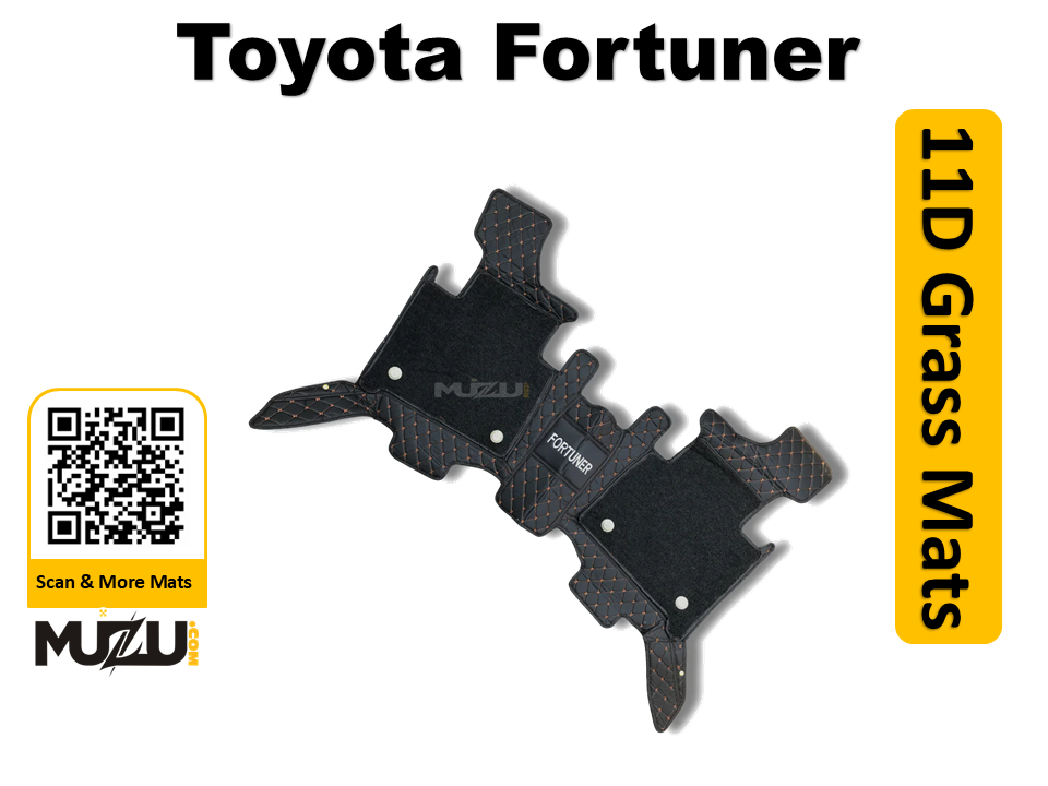 Toyota Fortuner 11D Floor Mats (2017–2024) – Mix Thread Black with Black Grass