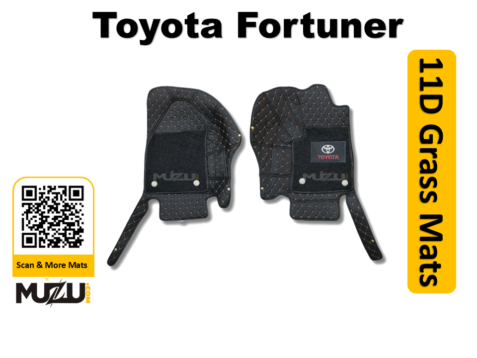 Toyota Fortuner 11D Floor Mats (2017–2024) – Mix Thread Black with Black Grass