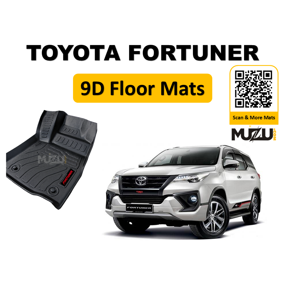 Toyota Fortuner 9D TPE Plastic Heavy Duty Car Floor Mats (2016–2024)