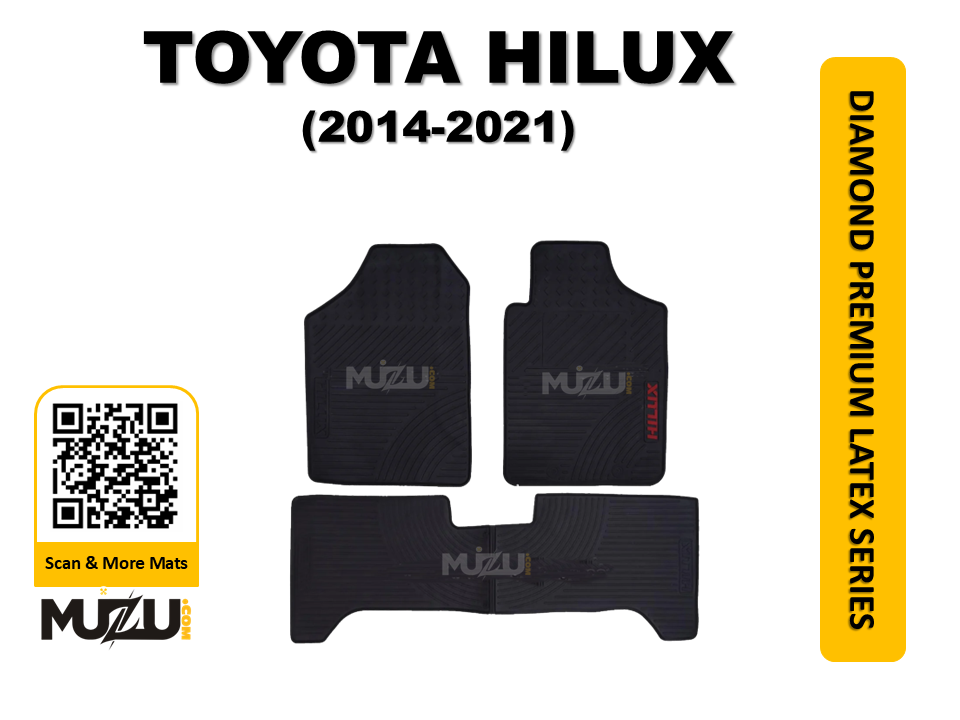 Toyota Hilux Latex Rubber Car Floor Mats (2014–2021) – Heavy Duty Protection