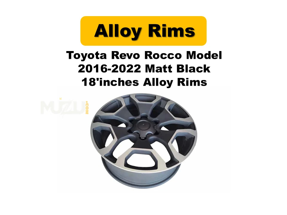 Toyota Hilux Revo / Rocco 2016–2022 Matte Black Alloy Rims – 18 Inch Heavy-Duty Sport Wheels (Set of 4)