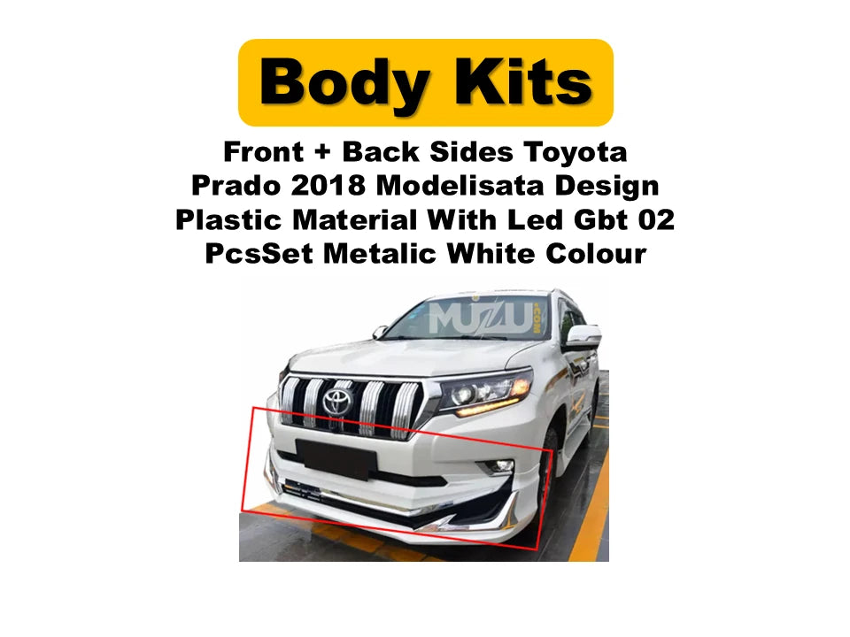 Toyota Prado 2018 Modellista Style 4×4 Body Kit – Front & Rear (2 Pcs Set, LED DRL, Metallic White)