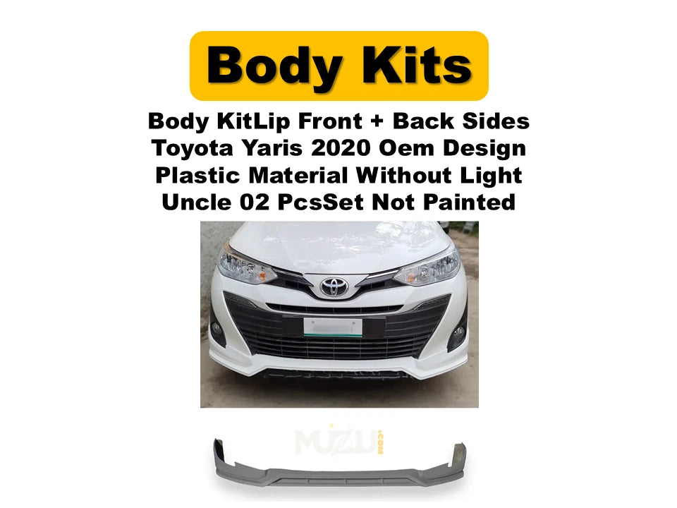 Toyota Yaris 2020 OEM Style Body Kit Lip – Front & Rear (2 Pcs Set, Unpainted, Without Lights)