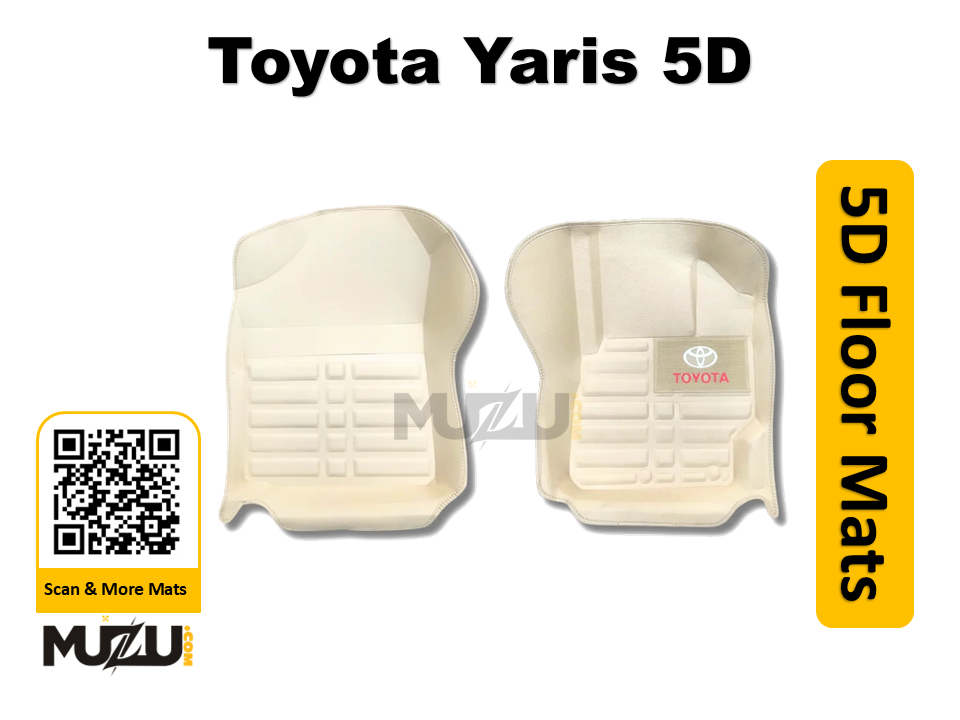 Toyota Yaris 5D Beige Car Floor Mats – Custom Luxury Fit