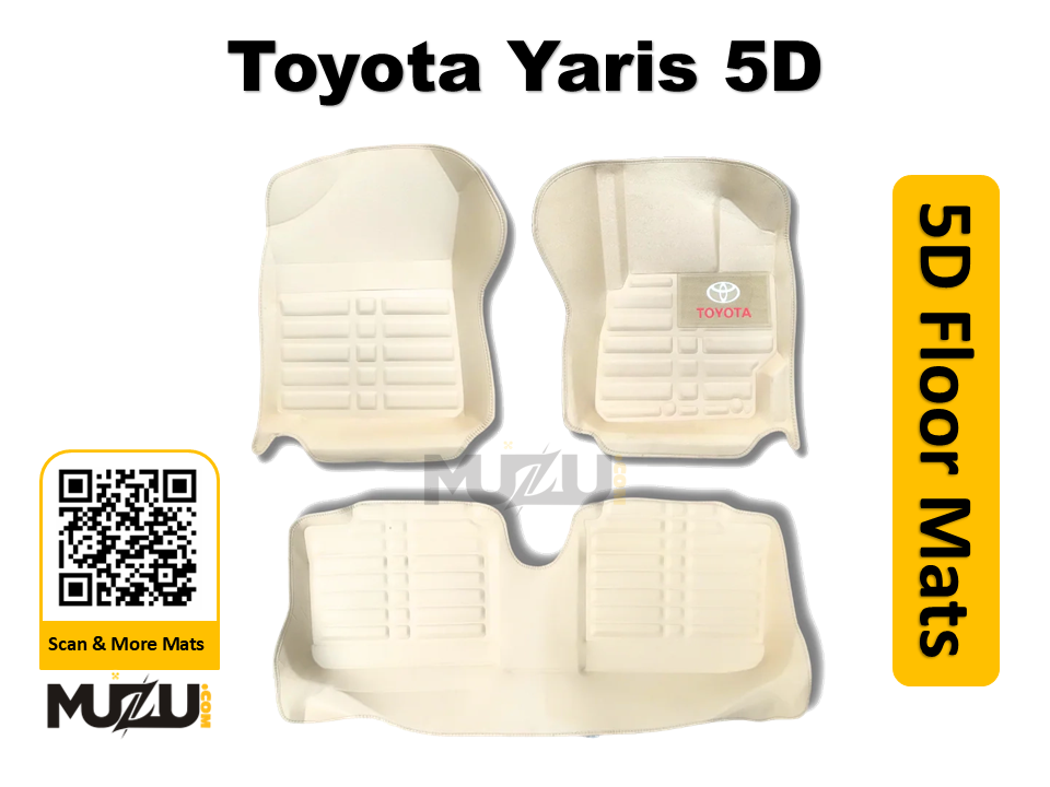 Toyota Yaris 5D Beige Car Floor Mats – Custom Luxury Fit