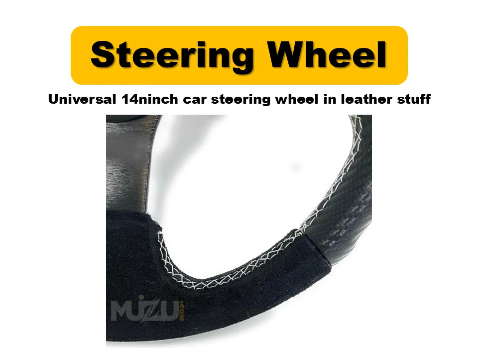 Universal 14 Inch Car Steering Wheel – Premium Leather Finish for Cars
