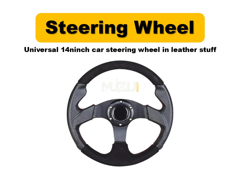 Universal 14 Inch Car Steering Wheel – Premium Leather Finish for Cars