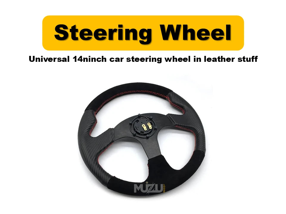 Universal 14 Inch Car Steering Wheel – Premium Leather Finish for Cars