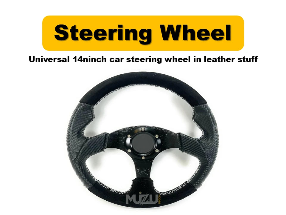 Universal 14 Inch Car Steering Wheel – Premium Leather Finish for Cars