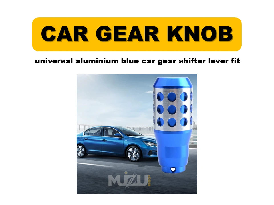 Universal Aluminium Blue Gear Shift Knob – Car Shifter Lever (ManualAutomatic Fit)