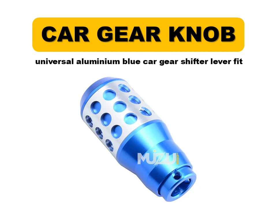 Universal Aluminium Blue Gear Shift Knob – Car Shifter Lever (ManualAutomatic Fit)