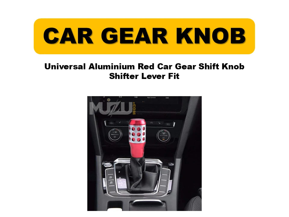Universal Aluminium Red Gear Shift Knob – Car Shifter Lever Fit (Manual & Automatic)