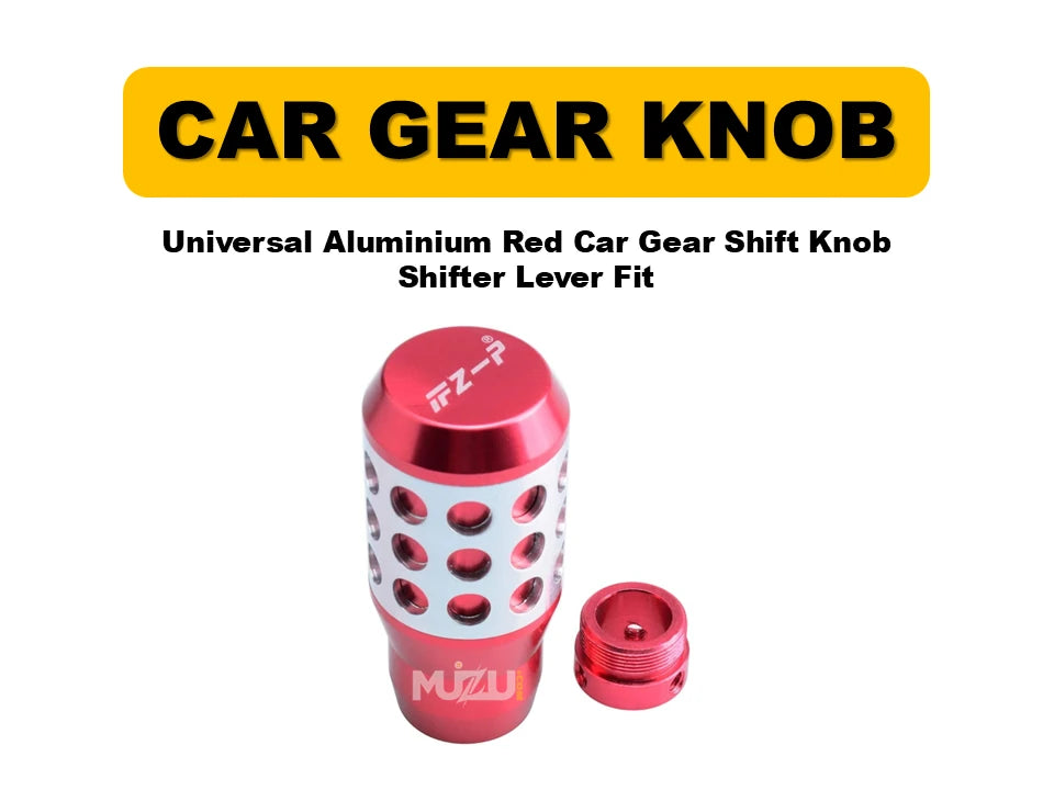 Universal Aluminium Red Gear Shift Knob – Car Shifter Lever Fit (Manual & Automatic)