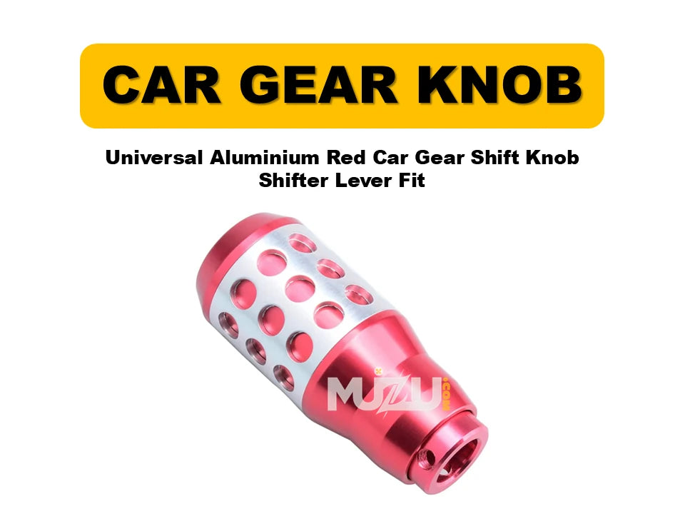 Universal Aluminium Red Gear Shift Knob – Car Shifter Lever Fit (Manual & Automatic)