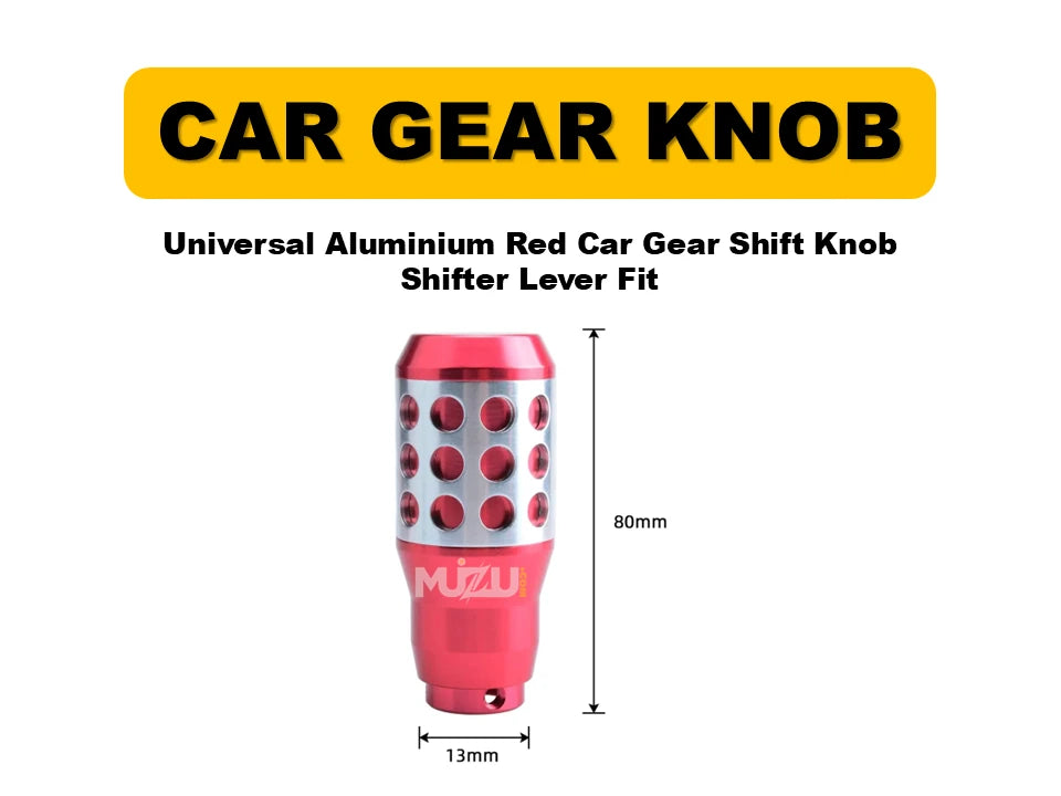 Universal Aluminium Red Gear Shift Knob – Car Shifter Lever Fit (Manual & Automatic)