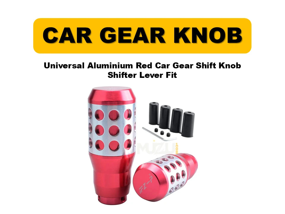 Universal Aluminium Red Gear Shift Knob – Car Shifter Lever Fit (Manual & Automatic)