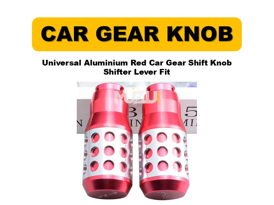 Universal Aluminium Red Gear Shift Knob – Car Shifter Lever Fit (Manual & Automatic)