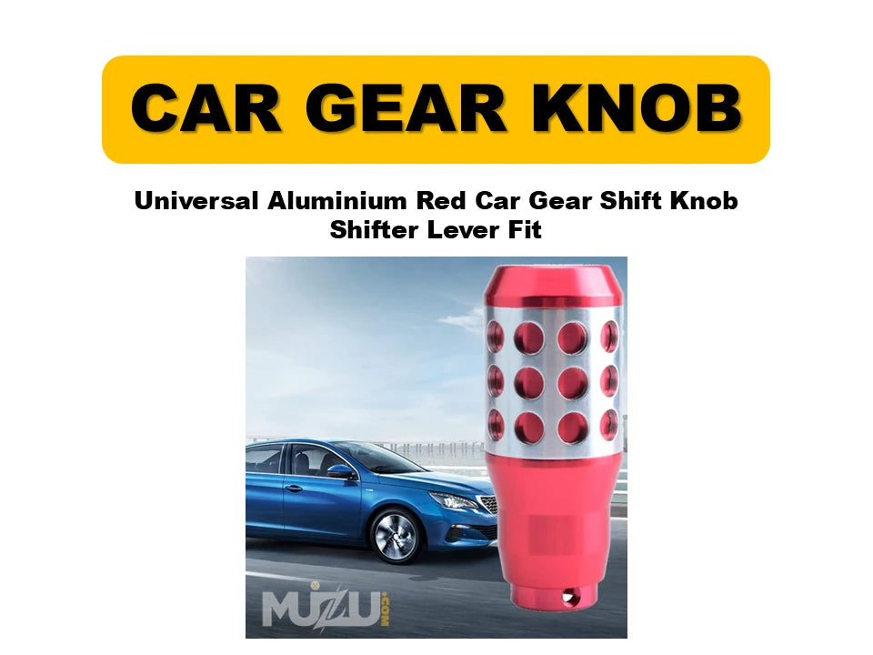 Universal Aluminium Red Gear Shift Knob – Car Shifter Lever Fit (Manual & Automatic)