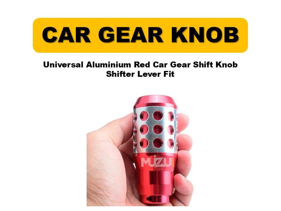 Universal Aluminium Red Gear Shift Knob – Car Shifter Lever Fit (Manual & Automatic)