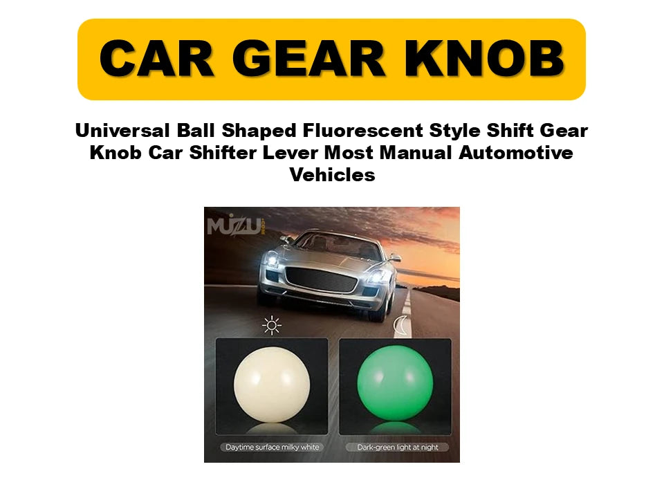 Universal Ball Shaped Fluorescent Style Shift Gear Knob – Car Shifter Lever for Most Manual Vehicles