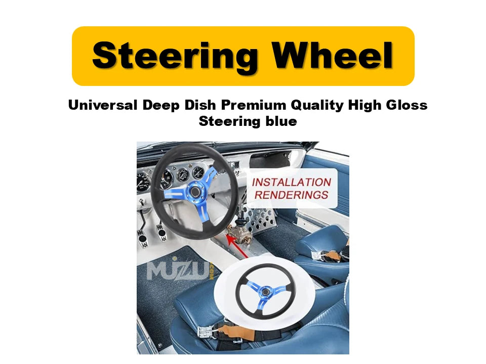 Universal Deep Dish Steering Wheel – Premium High Gloss Blue Finish