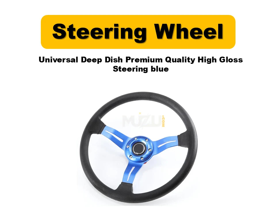 Universal Deep Dish Steering Wheel – Premium High Gloss Blue Finish