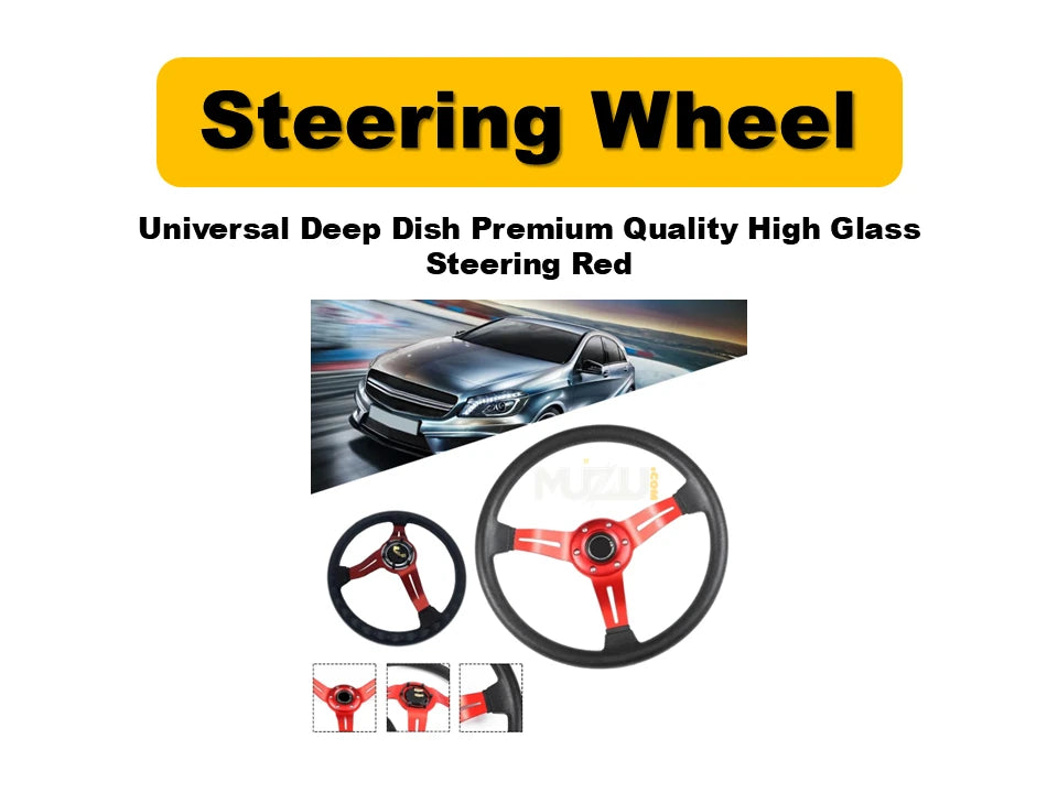 Universal Deep Dish Steering Wheel – Premium High Gloss Red Finish