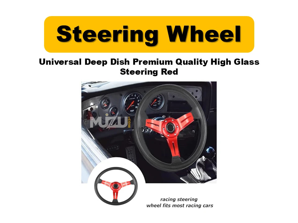 Universal Deep Dish Steering Wheel – Premium High Gloss Red Finish